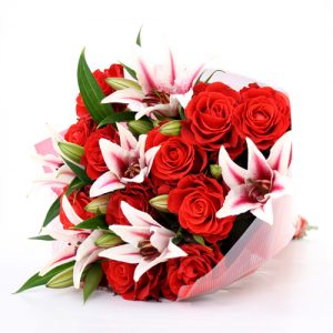roses lilies bouquet